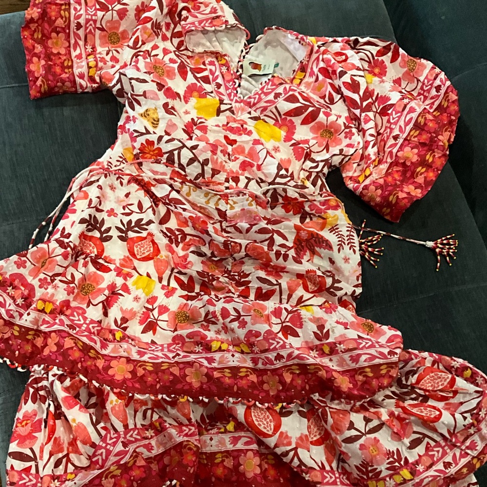 NWT | FARM Rio  Romantic Orchard Tiered Midi-Dress | Sz.L